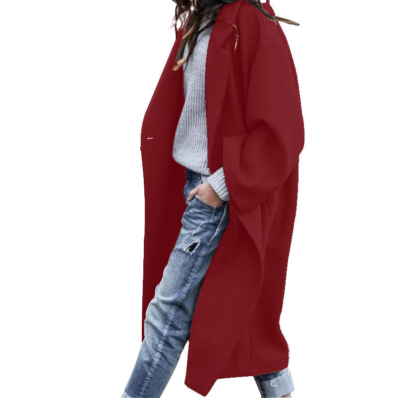 Revers-Wollmantel für Frauen Warme Winterkleidung