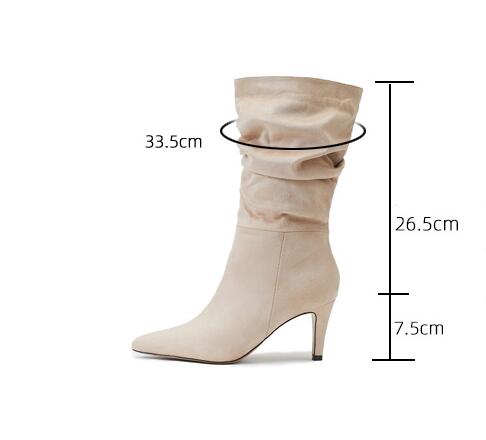 Damen Übergröße Knitterwildleder Stiletto-Absatzstiefel