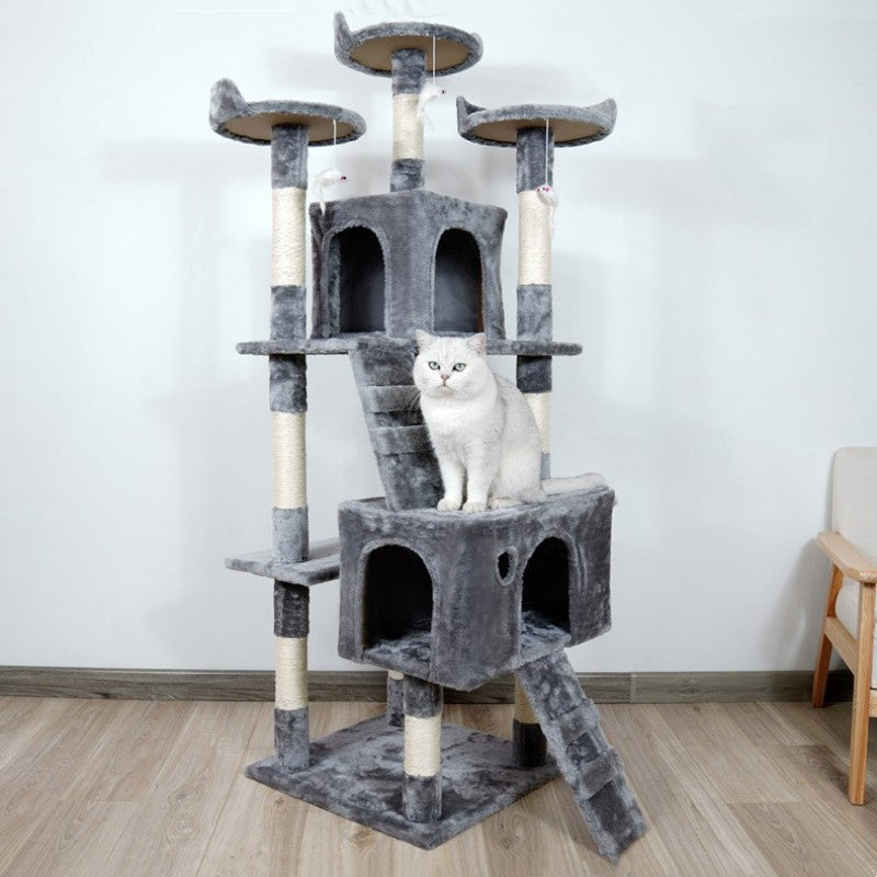 Großer Katzenbaum mit integrierter Kletterplattform, Springplattform und Sisalsäule