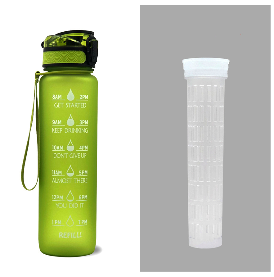 1L Tritan Abnehm-Wasserflasche mit Zeitmarkierung für Sport und Fitness.