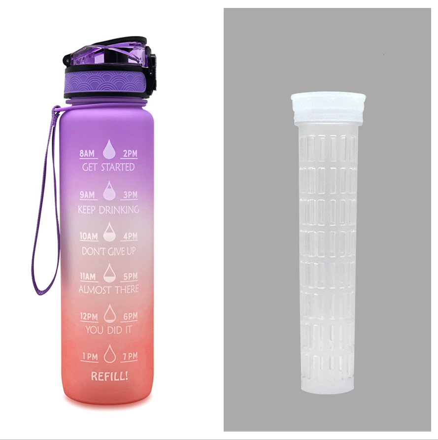1L Tritan Abnehm-Wasserflasche mit Zeitmarkierung für Sport und Fitness.